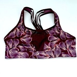 UEC Champion floral maroon sports bra low impact support small
